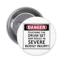 Danger Drum Set Pinback Button