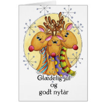Danish Christmas Card - Reindeer - Glædelig jul