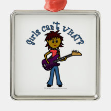 Dark Bass Guitar Girl Ornament