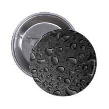Dark Black Water Droplets Textured Design Pinback Button