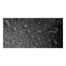 Dark Black Water Droplets Textured Design Customised Photo Card