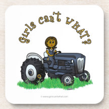 Dark Blue Farmer Girl Drink Coaster