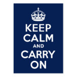 Dark Blue Keep Calm and Carry On Business Card