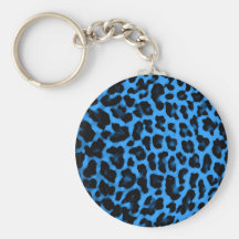 Dark Blue Leopard Print Keychain