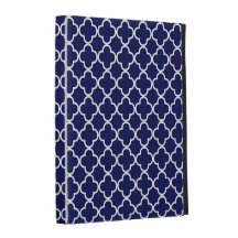 Dark Blue Quatrefoil Clover Pattern iPad Case
