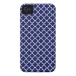 Dark Blue Quatrefoil Pattern iPhone 4 Case-Mate Case