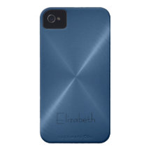 Dark Blue Stainless Steel Metal Look iPhone 4 Case-Mate Cases