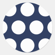 Dark Blue with White Dots Round Stickers