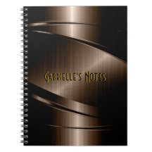 Dark Brown Metallic Design Stainless Steel Look Notebooks
