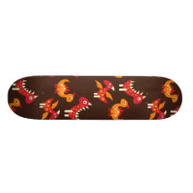 Dark Brown Red and Orange Spiked Dinosaurs Skate Decks
