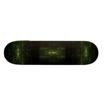 Dark Emerald Green Faces. Fractal Art. Skate Deck