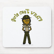 Dark Female Sheriff in Brown Uniform Mousepads