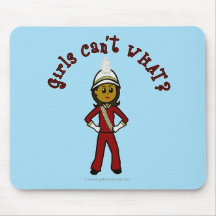 Dark Girl in Red Marching Band Uniform Mouse Pads