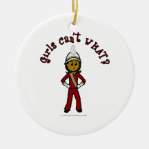 Dark Girl in Red Marching Band Uniform Ornaments
