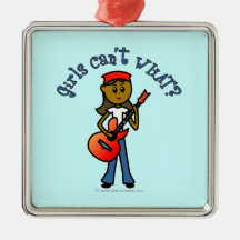 Dark Girl Playing Guitar Christmas Ornament