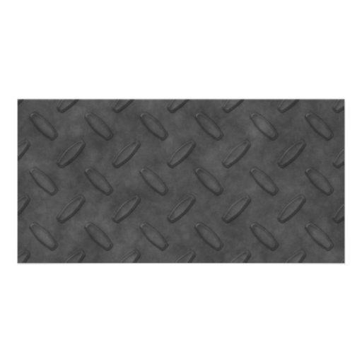 Dark Grey Diamond Plate Texture Custom Photo Card