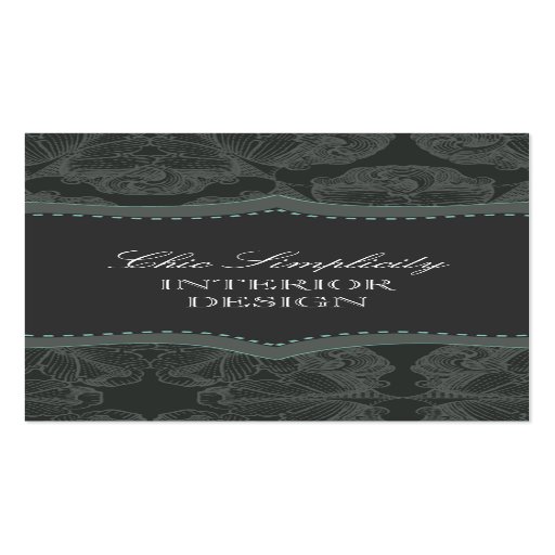 Dark grey elegant damask design business card
