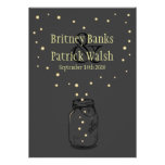 Dark Grey Mason Jar Firefly Wedding Invitations