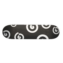 Dark Grey White Spiral Pattern Skateboard
