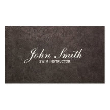 Dark Leather Swim Instructor Business Card