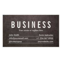 Dark Leather Swim Instructor Business Card