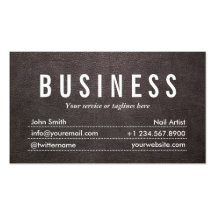 Dark Leather Texture Nail Art Business Card