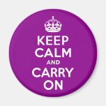 Dark Magenta Keep Calm and Carry On Fridge Magnets