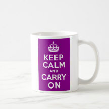 Dark Magenta Keep Calm and Carry On Mugs