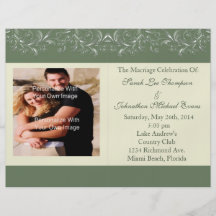 Dark Olive Tropical Vines Wedding Programs Flyer Design