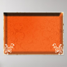 Dark orange damask wedding gift poster