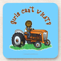 Dark Orange Farmer Girl Beverage Coasters
