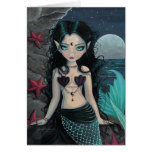 Dark Pearl Gothic Big eye Mermaid Card