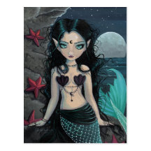 Dark Pearl Mermaid Postcard