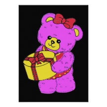 Dark Pink and Yellow Teddy Bear for Girls(2) Custom Announcements