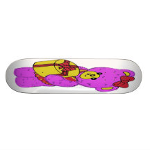 Dark Pink and Yellow Teddy Bear for Girls Custom Skate Board
