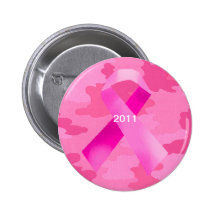 Dark Pink Camouflage Pink Ribbon Date Button