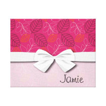 dark pink chic leaf pattern design canvas prints
