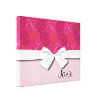dark pink chic leaf pattern design canvas prints