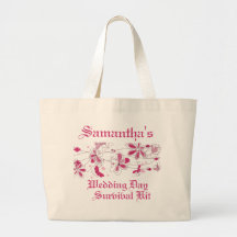 Dark Pink Floral Butterfly Wedding Day Survival Ki Canvas Bags