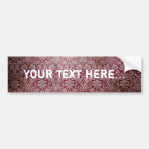 Dark pink grunge damask wallpaper bumper sticker