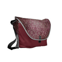 Dark pink grunge damask wallpaper courier bag