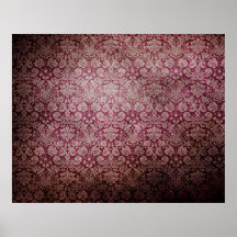 Dark pink grunge damask wallpaper posters