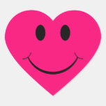 Dark Pink Heart Smiley Face Stickers