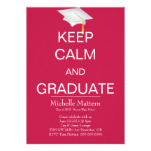 Dark Pink Keep Calm and Graduate Invitations