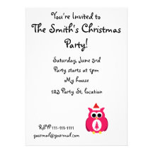 Dark pink santa owl invites