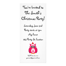 Dark pink santa owl personalized announcement
