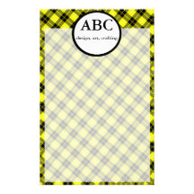 Dark Plaid Monogram Custom Stationery