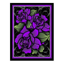 Dark Purple Roses Postcard