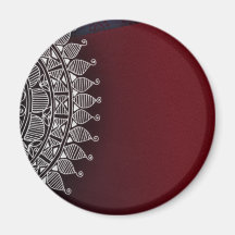 Dark red and silver design magnet