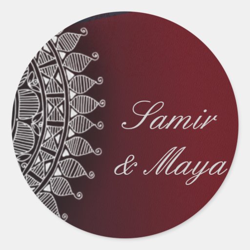 Dark red and silver design sticker